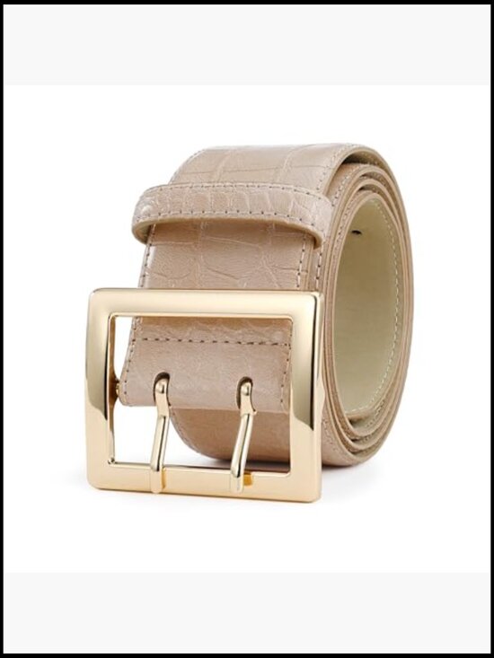 PU Leather Wide Belt with Gold Buckle for Dresses main image 5